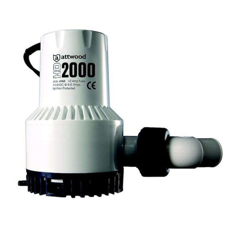 Attwood HD 2000 Lensepumpe, 7570 liter/time, 2000GPH - 12V