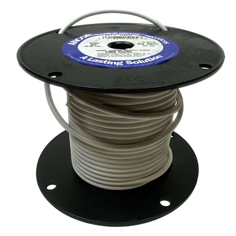 Hvit RG58 Coax kabel, 100 fot