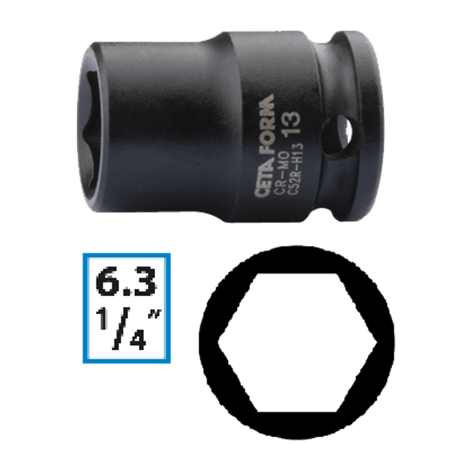 Hovedbilde 1/4 Slagpipe, 10mm, 6-kant